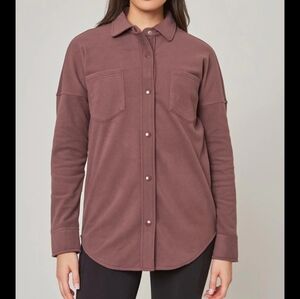 Mondetta Women’s Knit Oversized Button-Up Shirt